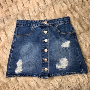 Forever21 Button up denim jean mini skirt